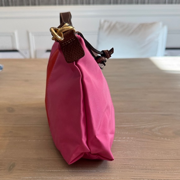 Longchamp Pink and Red Shoulder Bag with Brown Accent - Picture 4 of 6